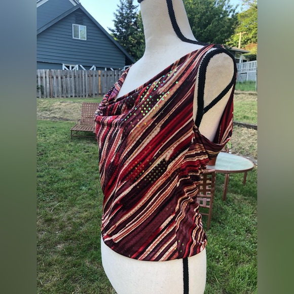 Vintage Y2K Sequin Abstract Striped Sleeveless Top - Picture 6 of 15